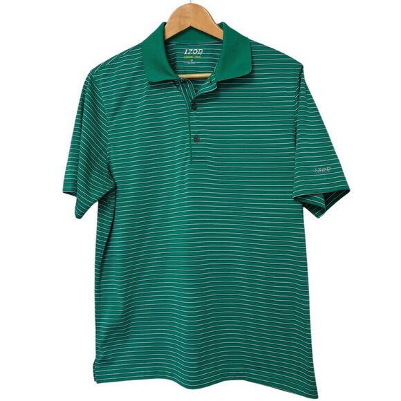 Izod Perform X Golf Polo Medium Green Stripe - Picture 1 of 6